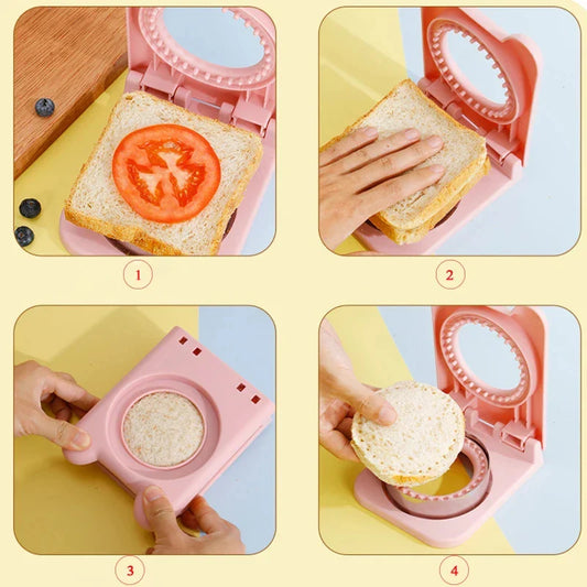 Professional Sandwich Cutter and Sealer with Stainless Steel Blade - Circular Mold for Kids' Lunches