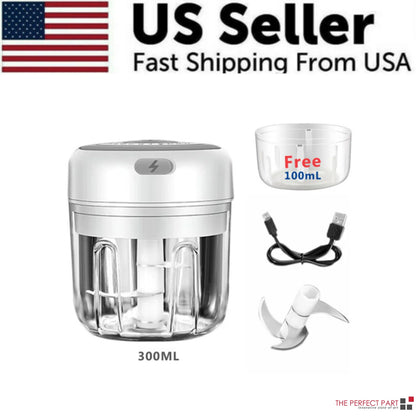 Electric 300ML Garlic Press and Chopper for Vegetables, Fruits, and Meat Mincing