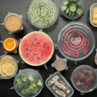 Say Goodbye to Clutter with Our 6 PCS Reusable Silicone Covers – Versatile, Leak-Proof Lids for Kitchen Freshness!