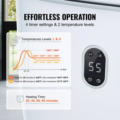 VEVOR 25L Towel Warmer with Dual Heating Modes, Auto Shut Off Timer, Bottom Heating Columns, LED Display - Ideal for Towels, Bathrobes, Blankets, and Pajamas in Bathroom and Spa Settings