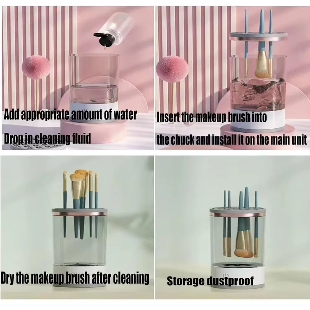 Automatic Electric Makeup Brush Cleaner and Dryer with USB Charging - Portable Eyeshadow Brush Holder and Beauty Tool