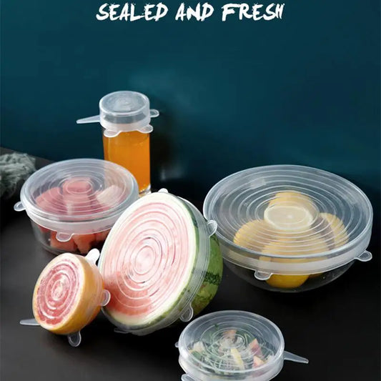 Say Goodbye to Clutter with Our 6 PCS Reusable Silicone Covers – Versatile, Leak-Proof Lids for Kitchen Freshness!
